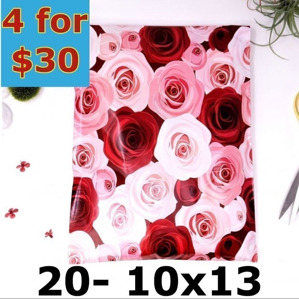 ❗️Restocked❗️20- 10x13 ROSES Floral Design Poly Mailers